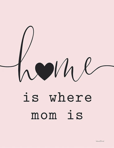 Home is Where Mom Is White Modern Wood Framed Art Print with Double Matting by Lettered and Lined