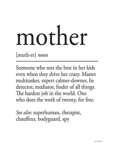 Mother Definition Black Ornate Wood Framed Art Print with Double Matting by Lettered and Lined