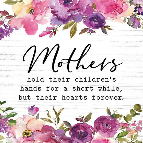 Floral Mothers Holdâ€¦ Black Modern Wood Framed Art Print with Double Matting by Lettered and Lined