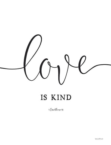 Love is Kind White Modern Wood Framed Art Print with Double Matting by Lettered and Lined