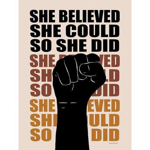 She Believed She Could Black Modern Wood Framed Art Print with Double Matting by Lettered and Lined