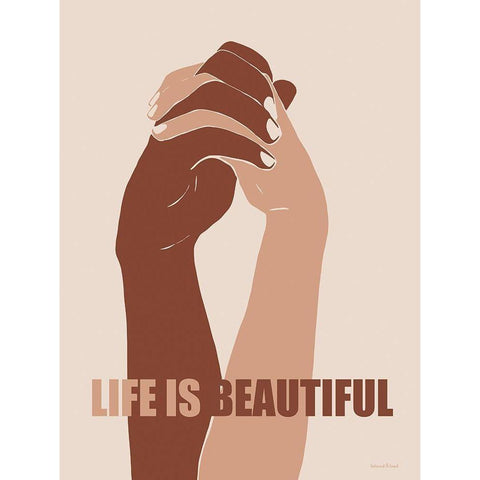 Life is Beautiful White Modern Wood Framed Art Print by Lettered and Lined