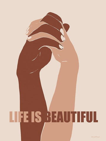 Life is Beautiful Black Ornate Wood Framed Art Print with Double Matting by Lettered and Lined