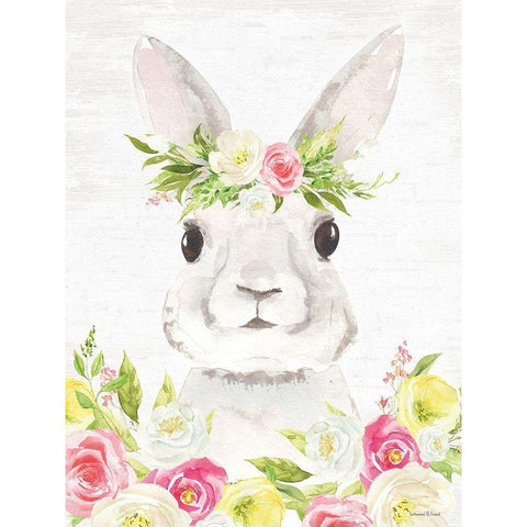 Spring Bunny     Gold Ornate Wood Framed Art Print with Double Matting by Lettered and Lined