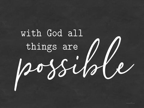 With God All Things Are Possible Black Ornate Wood Framed Art Print with Double Matting by lettered And lined