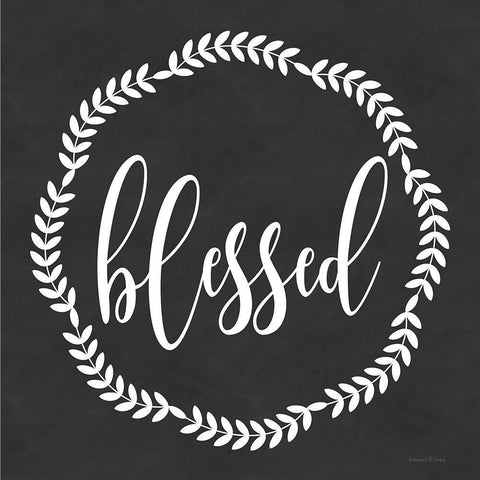 Blessed Black Ornate Wood Framed Art Print with Double Matting by lettered And lined