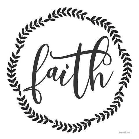 Faith Black Modern Wood Framed Art Print with Double Matting by lettered And lined