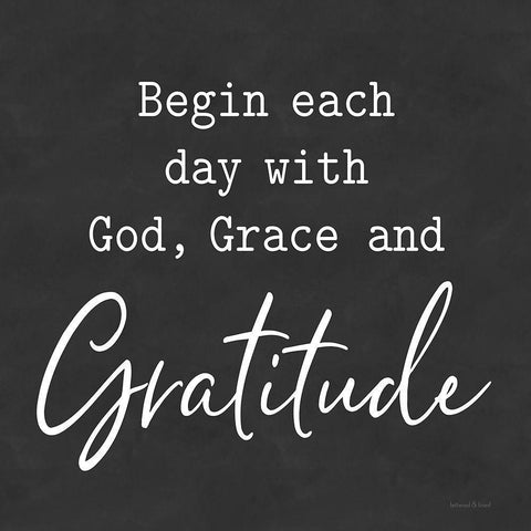 God, Grace and Gratitude White Modern Wood Framed Art Print with Double Matting by lettered And lined