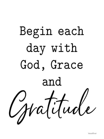 God, Grace and Gratitude White Modern Wood Framed Art Print with Double Matting by lettered And lined