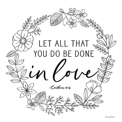 Done in Love White Modern Wood Framed Art Print with Double Matting by lettered And lined