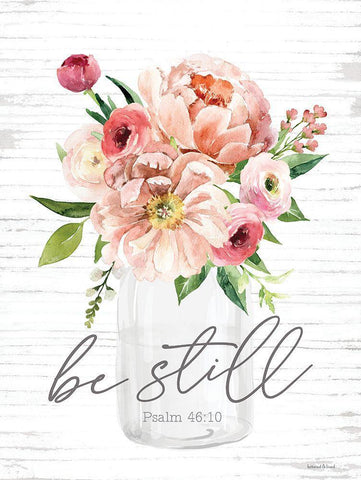 Be Still Floral White Modern Wood Framed Art Print with Double Matting by lettered And lined