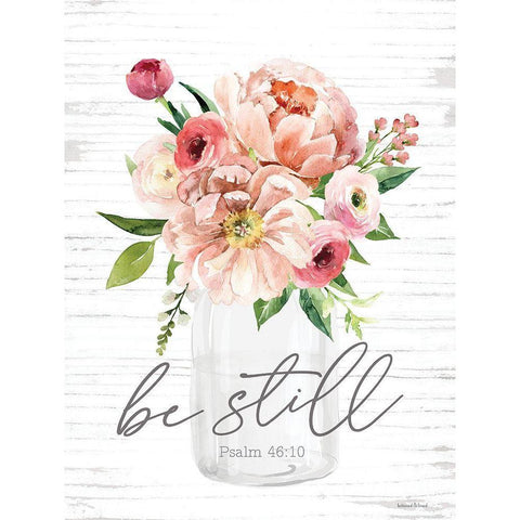 Be Still Floral Black Modern Wood Framed Art Print by lettered And lined