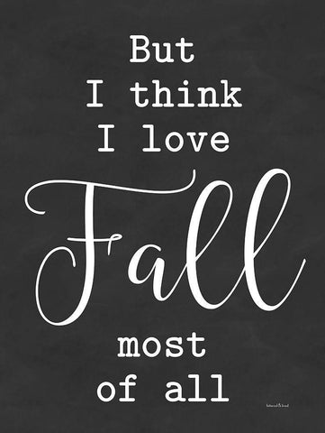 I Love Fall Most of All Black Ornate Wood Framed Art Print with Double Matting by lettered And lined