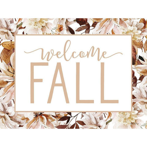 Welcome Fall Black Modern Wood Framed Art Print with Double Matting by Lettered and Lined