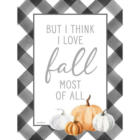 I Love Fall Most of All Black Modern Wood Framed Art Print with Double Matting by Lettered and Lined