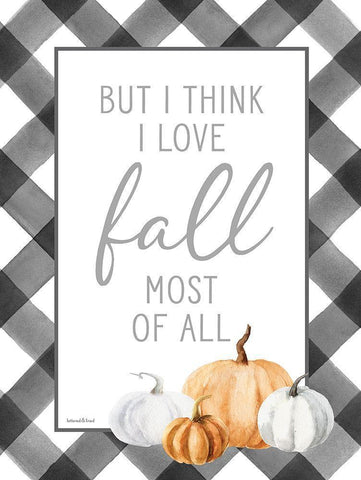 I Love Fall Most of All Black Ornate Wood Framed Art Print with Double Matting by Lettered and Lined
