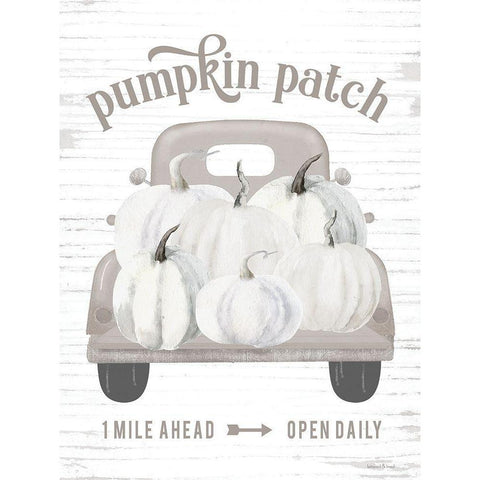 Pumpkin Patch Truck Gold Ornate Wood Framed Art Print with Double Matting by lettered And lined