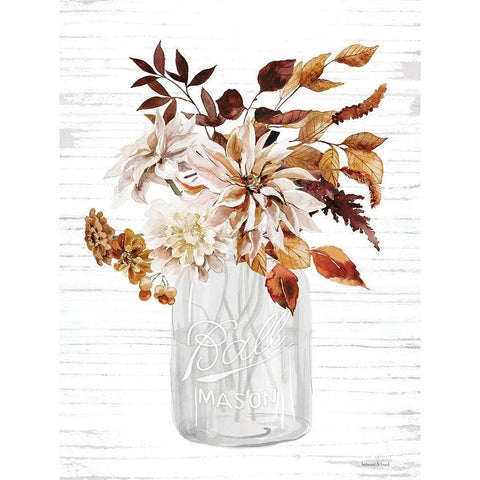 Autumn Floral I White Modern Wood Framed Art Print by lettered And lined