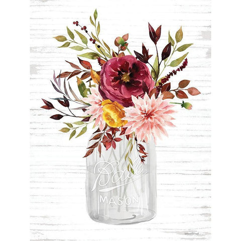 Autumn Floral II White Modern Wood Framed Art Print by lettered And lined