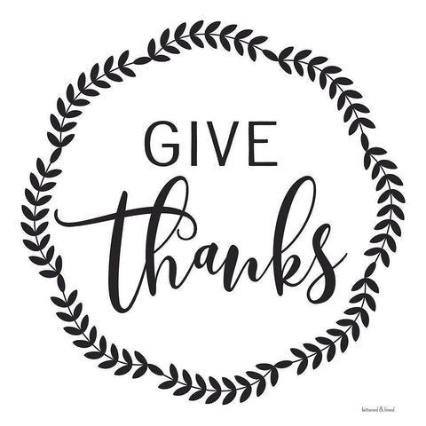Give Thanks White Modern Wood Framed Art Print by lettered And lined