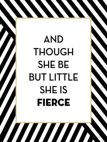 She is Fierce White Modern Wood Framed Art Print with Double Matting by Lettered and Lined