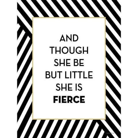 She is Fierce Black Modern Wood Framed Art Print with Double Matting by Lettered and Lined