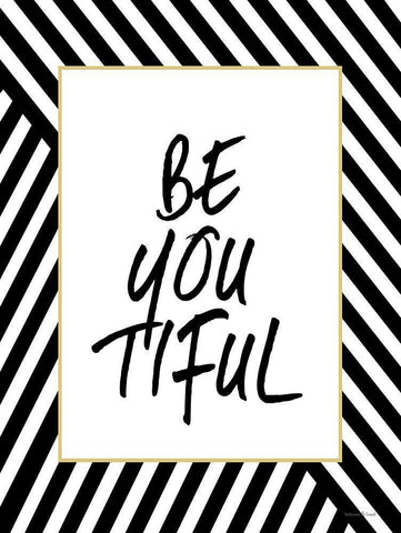 Be-YOU-tiful Black Ornate Wood Framed Art Print with Double Matting by Lettered and Lined
