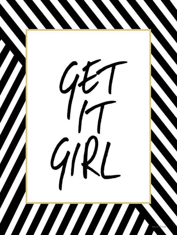 Get It Girl Black Ornate Wood Framed Art Print with Double Matting by Lettered and Lined