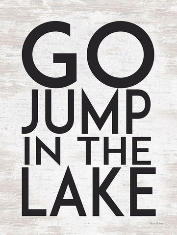 Go Jump in the Lake White Modern Wood Framed Art Print with Double Matting by lettered And lined