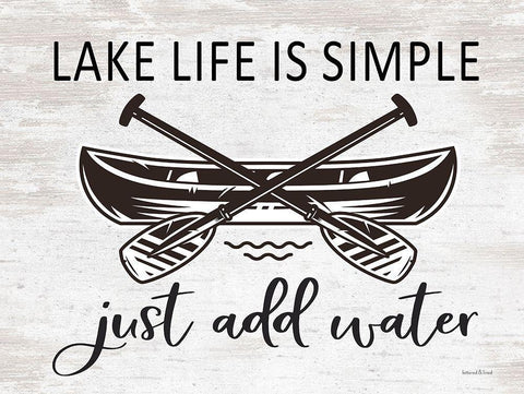 Lake Life is Simple Black Ornate Wood Framed Art Print with Double Matting by lettered And lined