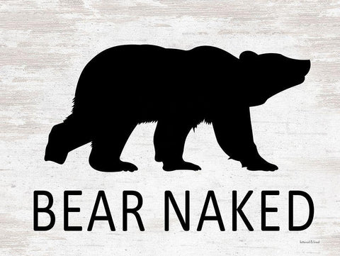 Bear Naked Black Ornate Wood Framed Art Print with Double Matting by lettered And lined