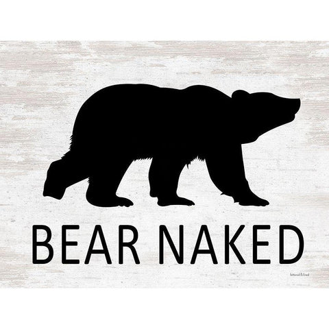 Bear Naked Black Modern Wood Framed Art Print with Double Matting by lettered And lined