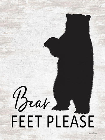 Bear Feet Please White Modern Wood Framed Art Print with Double Matting by lettered And lined