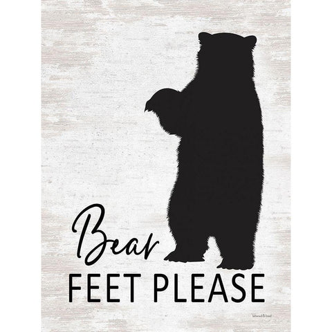 Bear Feet Please Black Modern Wood Framed Art Print with Double Matting by lettered And lined