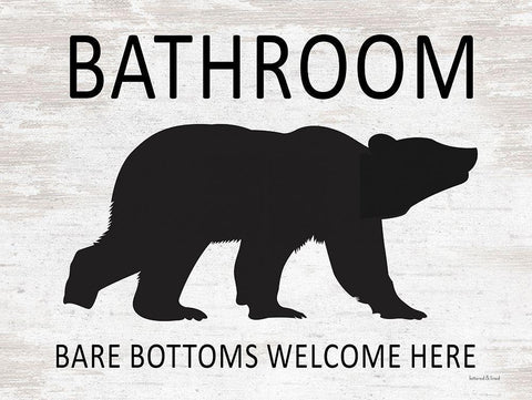 Bare Bottoms Welcome Here Black Ornate Wood Framed Art Print with Double Matting by lettered And lined