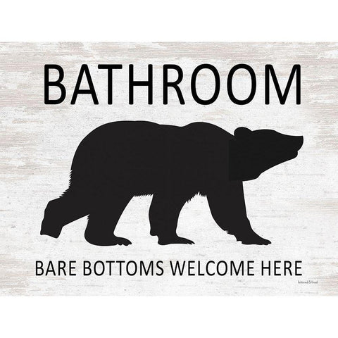 Bare Bottoms Welcome Here Gold Ornate Wood Framed Art Print with Double Matting by lettered And lined
