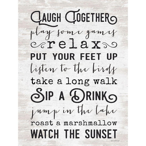 Cabin Rules Black Modern Wood Framed Art Print with Double Matting by lettered And lined