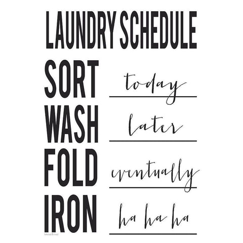 Laundry Schedule Gold Ornate Wood Framed Art Print with Double Matting by lettered And lined