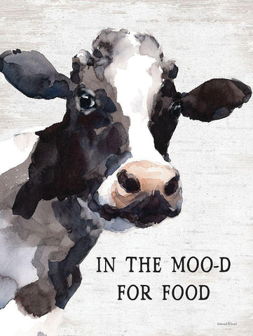 In the Moo-d for Food White Modern Wood Framed Art Print with Double Matting by lettered And lined