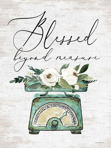 Blessed Beyond Measure White Modern Wood Framed Art Print with Double Matting by lettered And lined