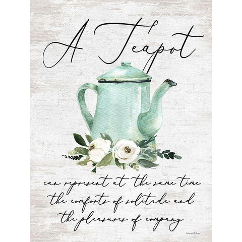 A Teapot Gold Ornate Wood Framed Art Print with Double Matting by lettered And lined