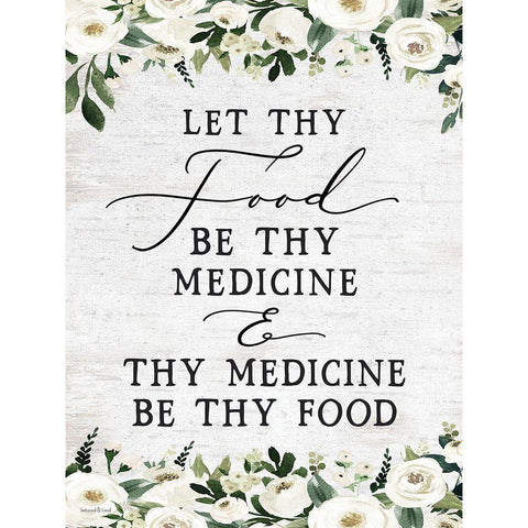 Let Thy Food by Thy Medicine Black Modern Wood Framed Art Print with Double Matting by lettered And lined