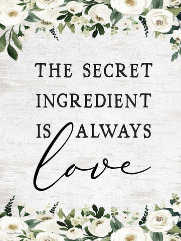 The Secret Ingredient is Always Love White Modern Wood Framed Art Print with Double Matting by lettered And lined