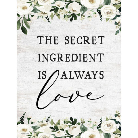 The Secret Ingredient is Always Love Black Modern Wood Framed Art Print with Double Matting by lettered And lined