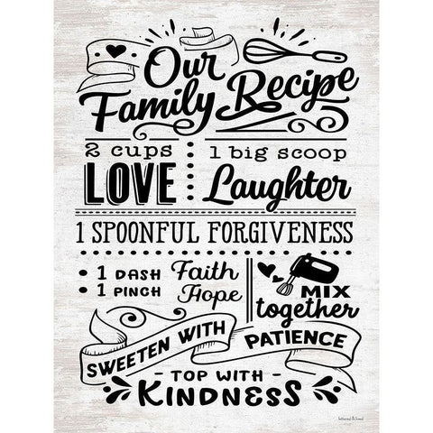 Our Family Recipe Gold Ornate Wood Framed Art Print with Double Matting by lettered And lined