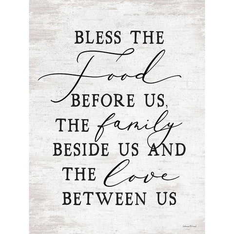 Bless the Food Before Us Black Modern Wood Framed Art Print with Double Matting by lettered And lined