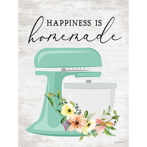 Happiness is Homemade White Modern Wood Framed Art Print by lettered And lined