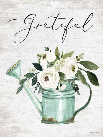 Grateful Black Ornate Wood Framed Art Print with Double Matting by lettered And lined