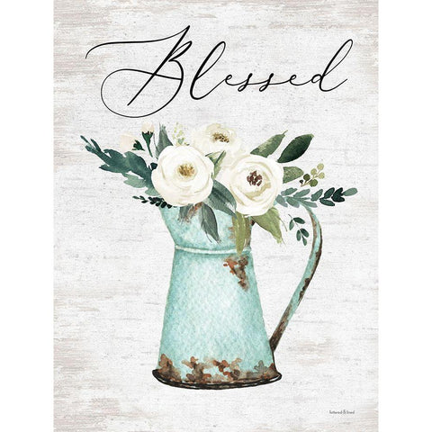 Blessed Black Modern Wood Framed Art Print with Double Matting by lettered And lined