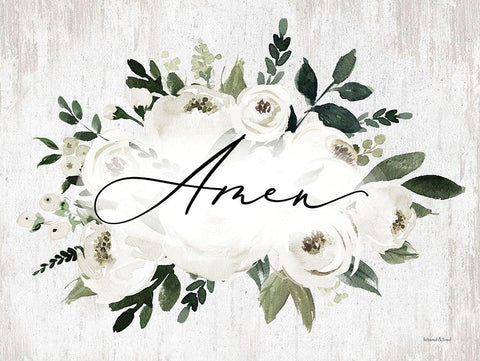 Amen Black Ornate Wood Framed Art Print with Double Matting by lettered And lined